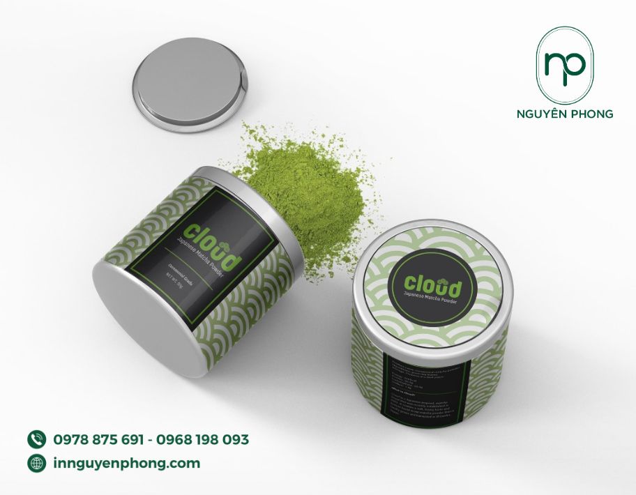 Mẫu tem nhãn bột trà xanh đẹp mắt